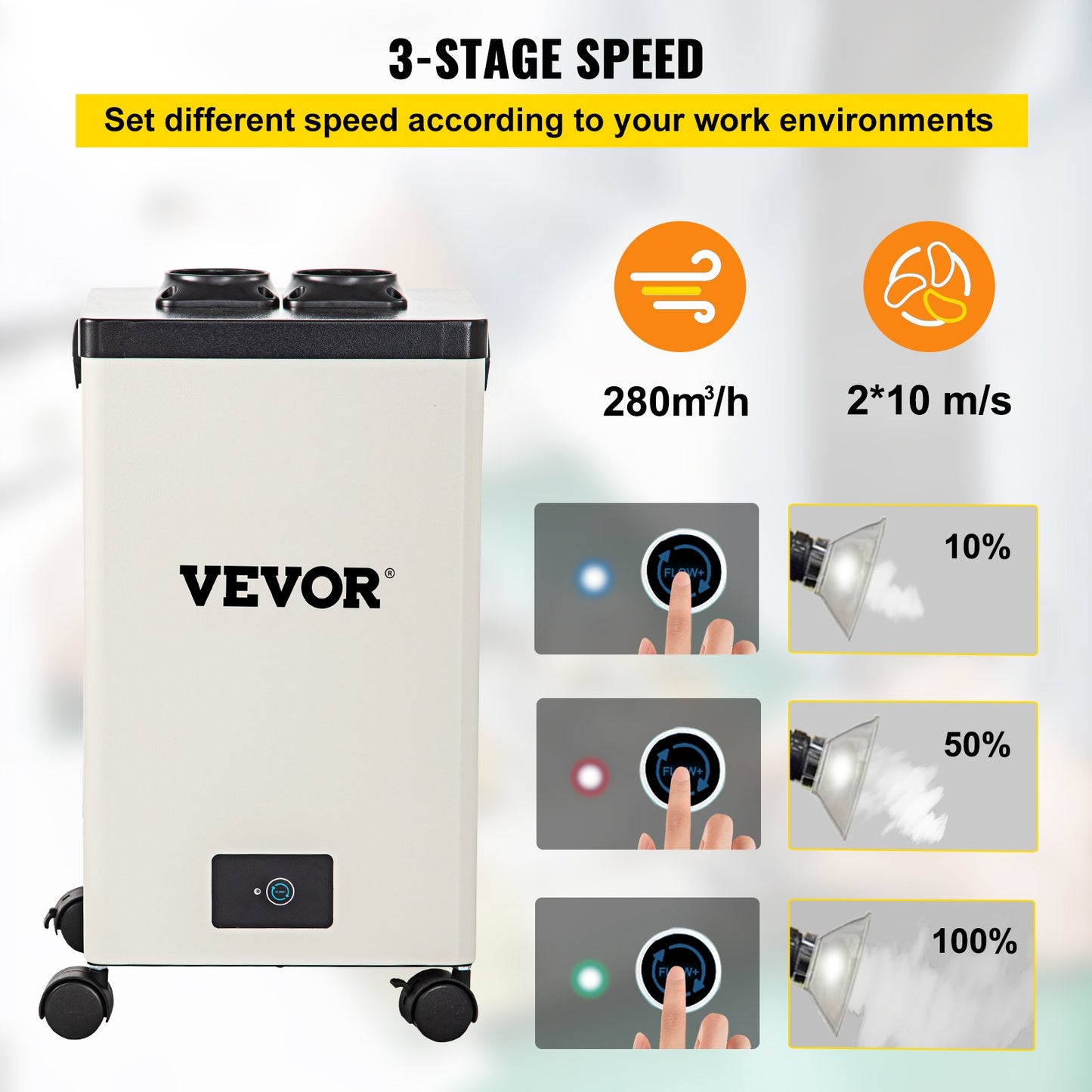 Lödgasutsug, 150W 106 CFM rökabsorbent, 3-stegs filter 3 hastigheter med en slang för lödning, lasergravering och gör-det-själv-svetsning