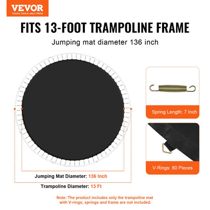 Ersättningsstudsmatta passar 13 fot ram 80 V-ringar 7" fjäderlängd