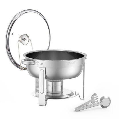 5 Qt 2-Pack Round Chafing Dishes Buffet Set Full Size Pan Stainless Steel