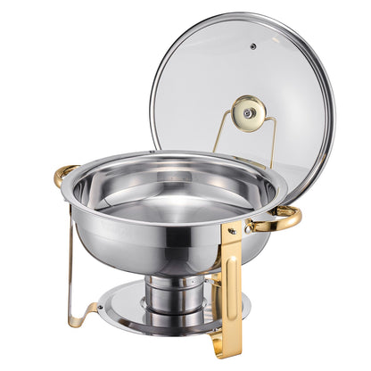 5 Qt 4-pack runda skavskålar Bufféset i full storlek Pan rostfritt stål