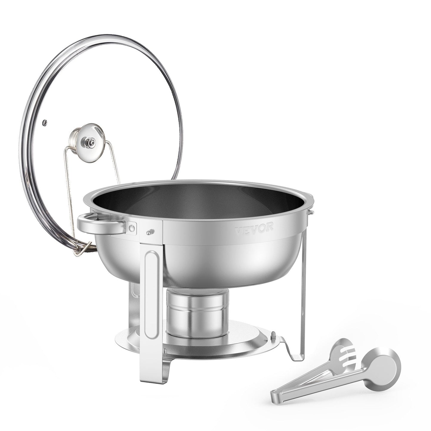 5 Qt 4-Pack Round Chafing Dishes Buffet Set Full Size Pan Stainless Steel