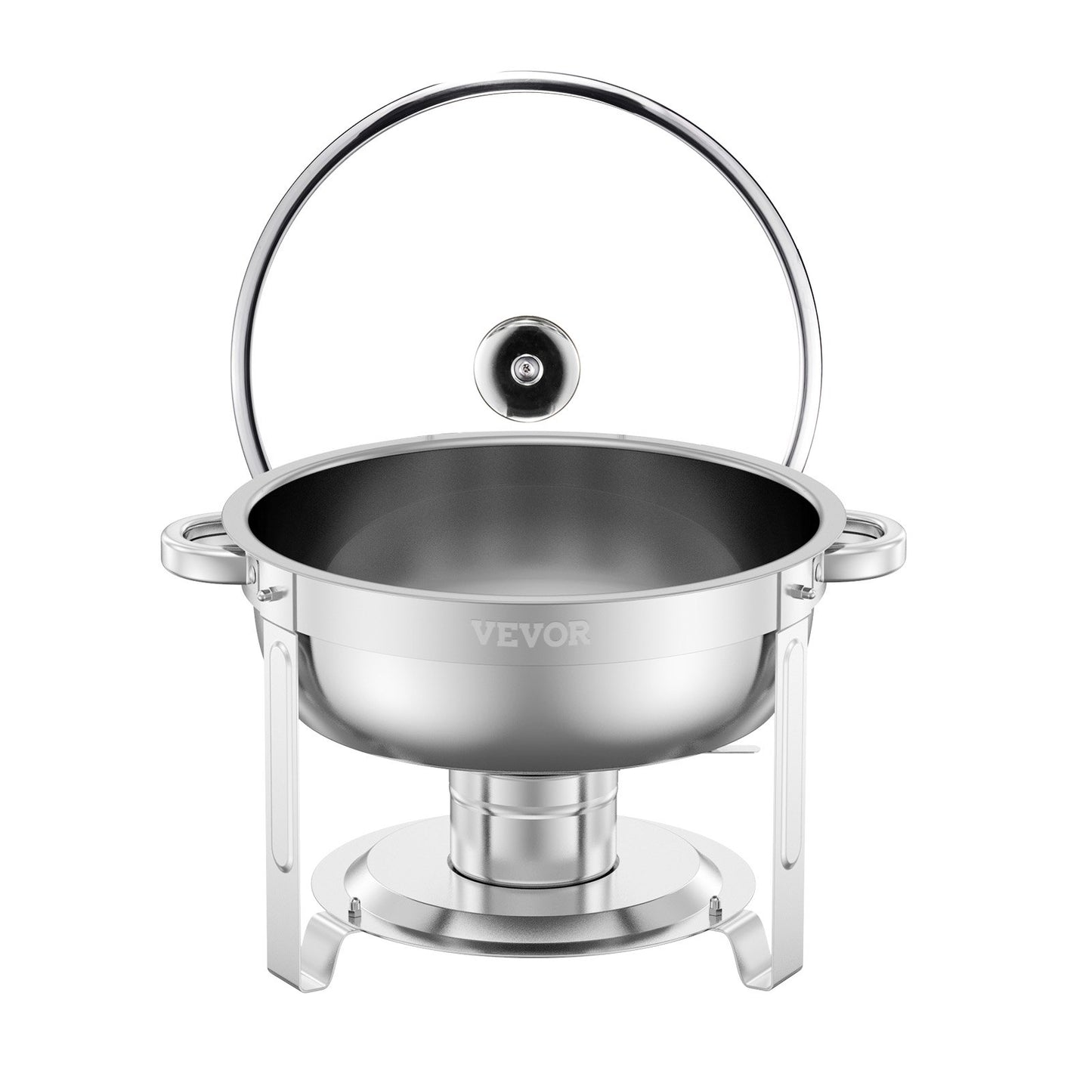 5 Qt 4-Pack Round Chafing Dishes Buffet Set Full Size Pan Stainless Steel