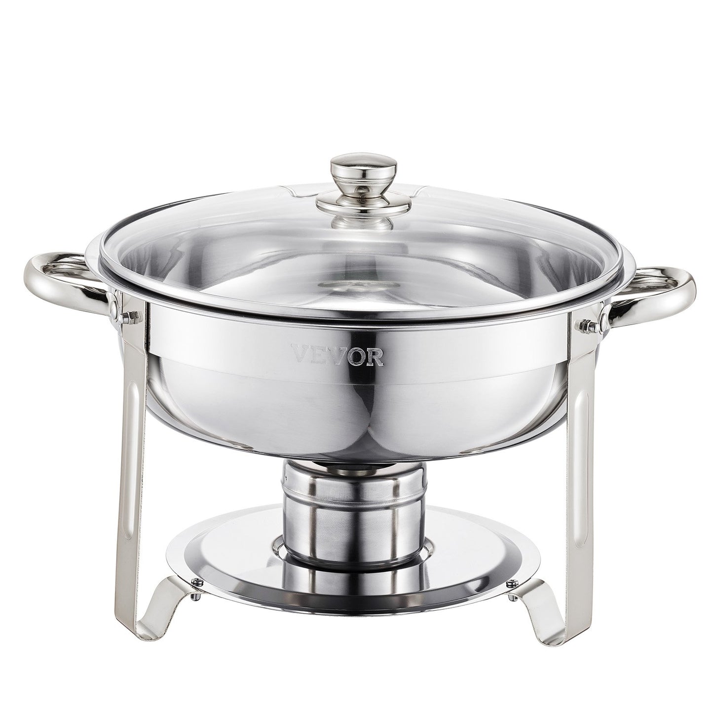 5 Qt 4-Pack Round Chafing Dishes Buffet Set Full Size Pan Stainless Steel