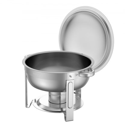 5 Qt 2-Pack Round Chafing Dishes Buffet Set Full Size Pan Stainless Steel