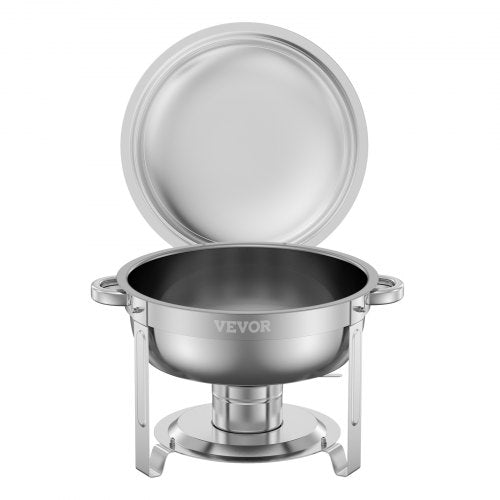 5 Qt 2-Pack Round Chafing Dishes Buffet Set Full Size Pan Stainless Steel