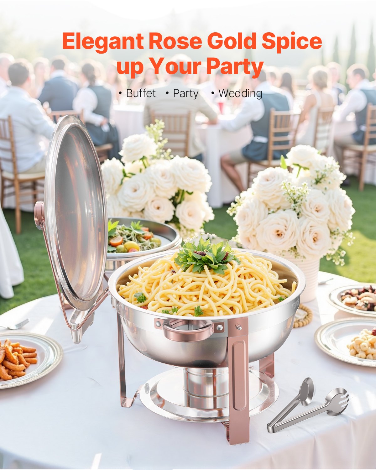 5 Qt 4-Pack Round Chafing Dishes Buffet Set Full Size Pan Stainless Steel