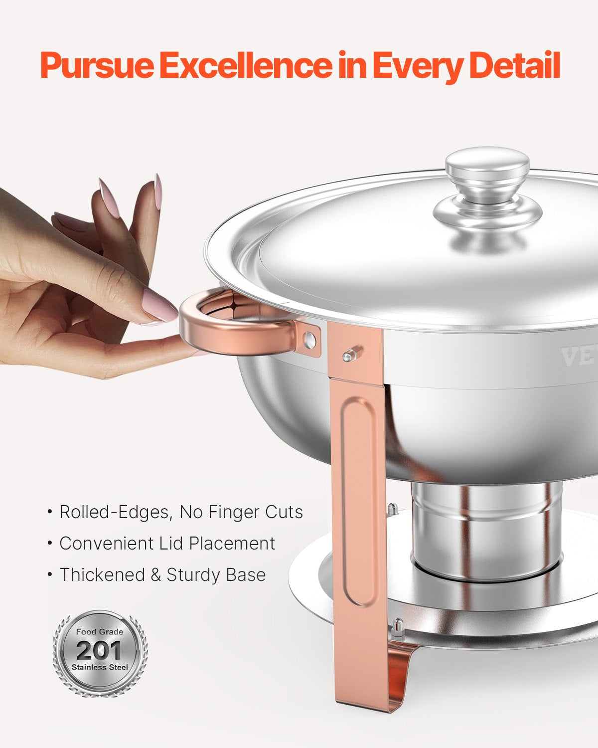 5 Qt 4-Pack Round Chafing Dishes Buffet Set Full Size Pan Stainless Steel