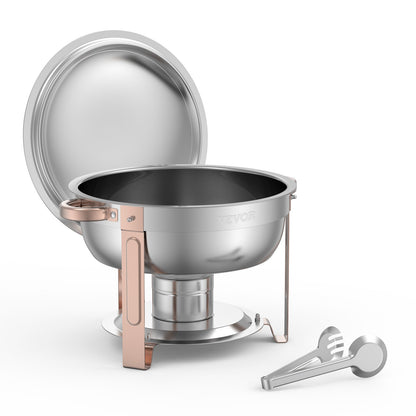 5 Qt 4-Pack Round Chafing Dishes Buffet Set Full Size Pan Stainless Steel