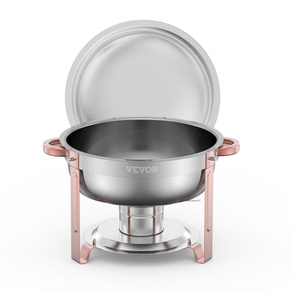 5 Qt 4-Pack Round Chafing Dishes Buffet Set Full Size Pan Stainless Steel