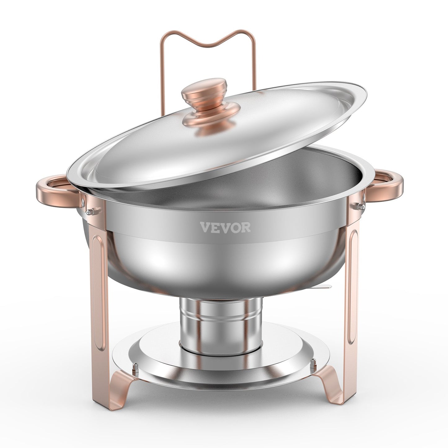 5 Qt 4-Pack Round Chafing Dishes Buffet Set Full Size Pan Stainless Steel