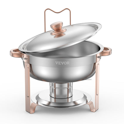 5 Qt 4-Pack Round Chafing Dishes Buffet Set Full Size Pan Stainless Steel