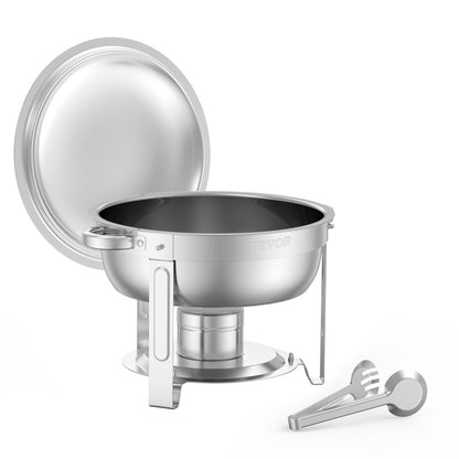 5 Qt 4-Pack Round Chafing Dishes Buffet Set Full Size Pan Stainless Steel