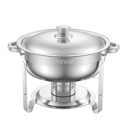 5 Qt 4-Pack Round Chafing Dishes Buffet Set Full Size Pan Stainless Steel
