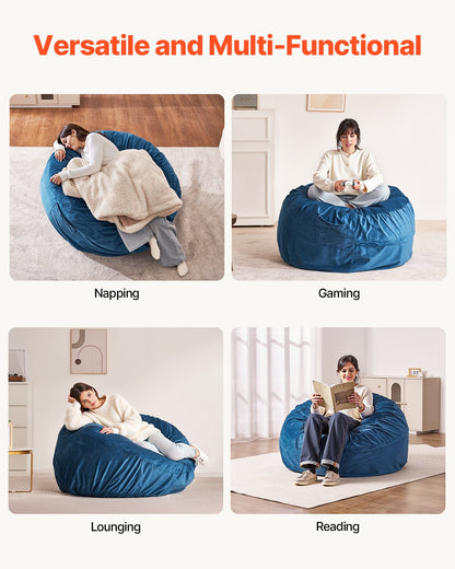 Round Bean Bag Stol med avtagbart och tvättbart överdrag för vuxna Blå