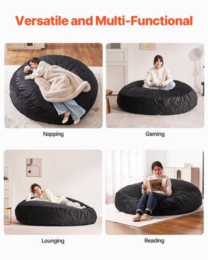 Round Bean Bag Stol med avtagbart och tvättbart överdrag för Adult Giant Black