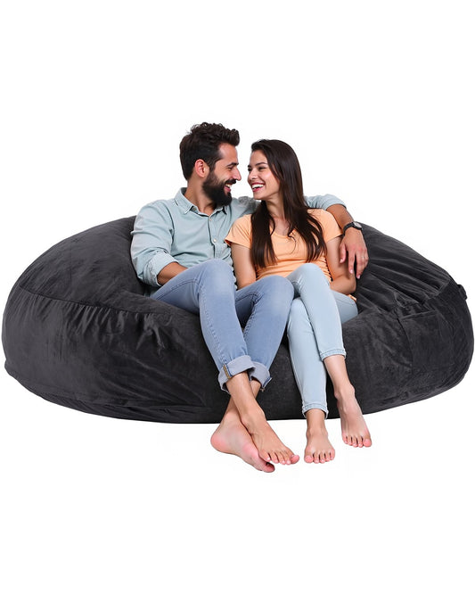 Round Bean Bag Stol med avtagbart och tvättbart överdrag för Adult Giant Black