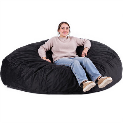 Round Bean Bag Stol med avtagbart och tvättbart överdrag för Adult Giant Black