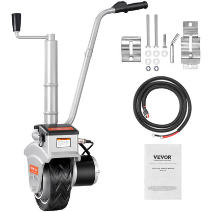Electric Trailer Dolly, 5000lbs dragkapacitet, 350W 12V Trailer Jockey Wheel med 22 ft/min rörelsehastighet, 12''-24,8'' Justerbar klämhöjd & 8'' gummidäck, för flyttsläp husvagnsbåt