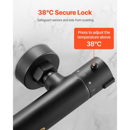 termostatisk duschkranventil, 38℃ säkert lås termostatisk duschventil trimkit, varm-kallvatten duschkran temperaturreglerventiler med elektroforetisk beläggning för badrum, husbil |  EU
