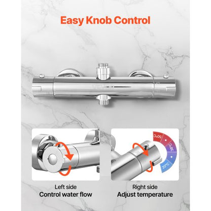 termostatisk duschkranventil, 38 ℃ säkert lås termostatisk blandningsventil, varm-kallvattenduschkran temperaturreglerventiler med jämn vattentemperatur för badrum, husbil, husbil |  EU