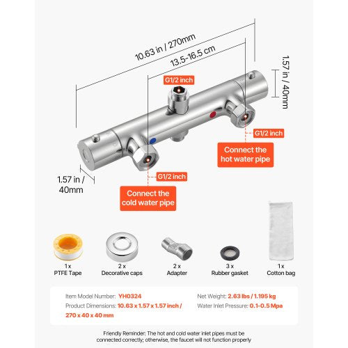 termostatisk duschkranventil, 38 ℃ säkert lås termostatisk blandningsventil, varm-kallvattenduschkran temperaturreglerventiler med jämn vattentemperatur för badrum, husbil, husbil |  EU
