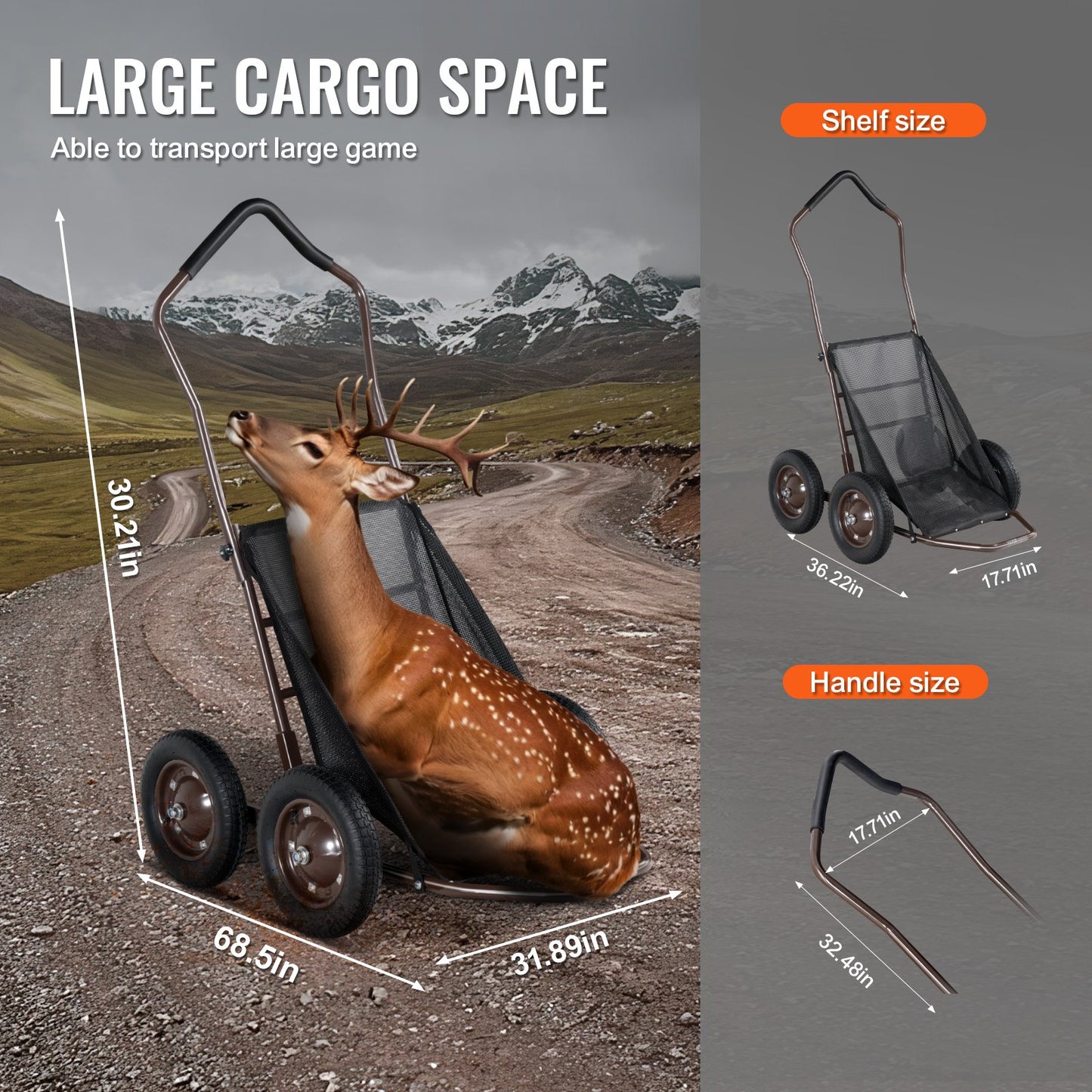Folding Deer Cart Game Hauler Utility Gear Dolly 500 LBS Kapacitet