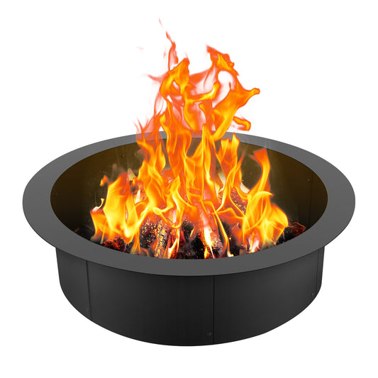 Fire Pit Ring Rund 36 tums yttre stålfoder DIY Campfire Ring Firepit