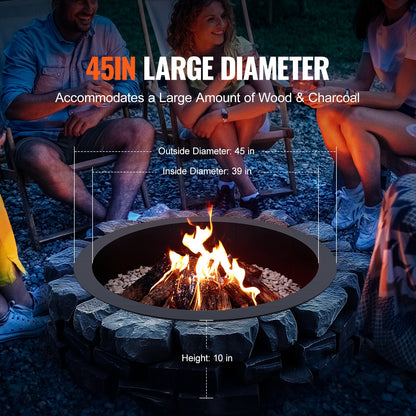 Fire Pit Ring Rund 44 tums yttre stålfoder DIY Campfire Ring Firepit