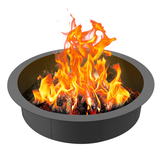 Fire Pit Ring Rund 44 tums yttre stålfoder DIY Campfire Ring Firepit