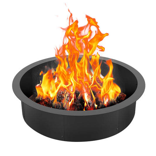 Fire Pit Ring Rund 35 tums yttre stålfoder DIY Campfire Ring Firepit