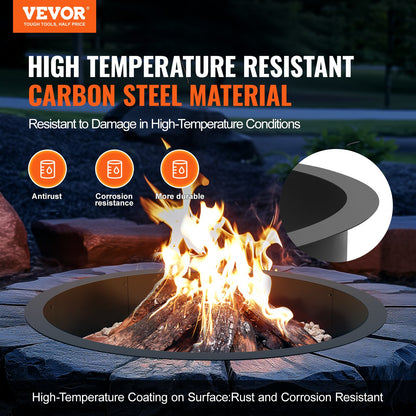 Fire Pit Ring Round 40” Outer 36” Inner Steel Liner DIY Campfire Firepit