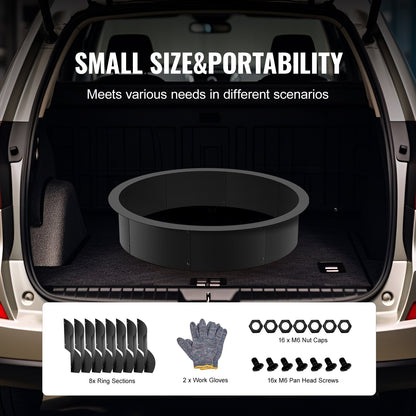 Fire Pit Ring Round 40” Outer 36” Inner Steel Liner DIY Campfire Firepit