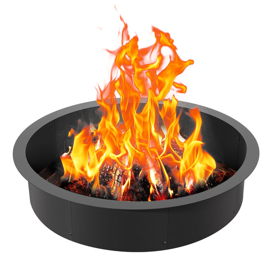 Fire Pit Ring Round 40” Outer 36” Inner Steel Liner DIY Campfire Firepit