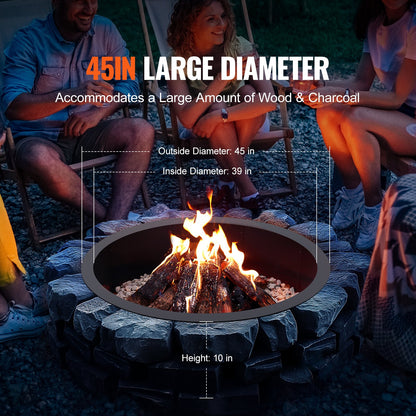 Fire Pit Ring Rund 45 tums yttre stålfoder DIY Campfire Ring Firepit