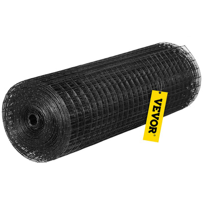 Hårdvaruduk, 24\" x50\' & 1\"x1\" maskstorlek, galvaniserat stål Vinylbelagd 16 gauge svetsad tråd med en skärtång och ett par tyghandskar, för trädgårdsstängsel och husdjursskåp, svart