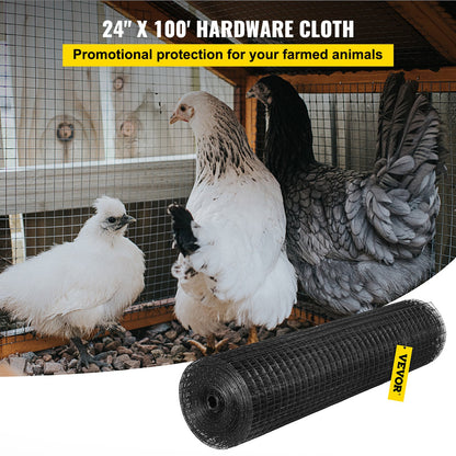 Hårdvaruduk, 24\" x 100\' & 1\"x1\" maskstorlek, galvaniserat stål Vinylbelagd 16 gauge kycklingtrådsstängsel med en skärtång och ett par tyghandskar, för trädgårdsstängsel och husdjursinhägnader,