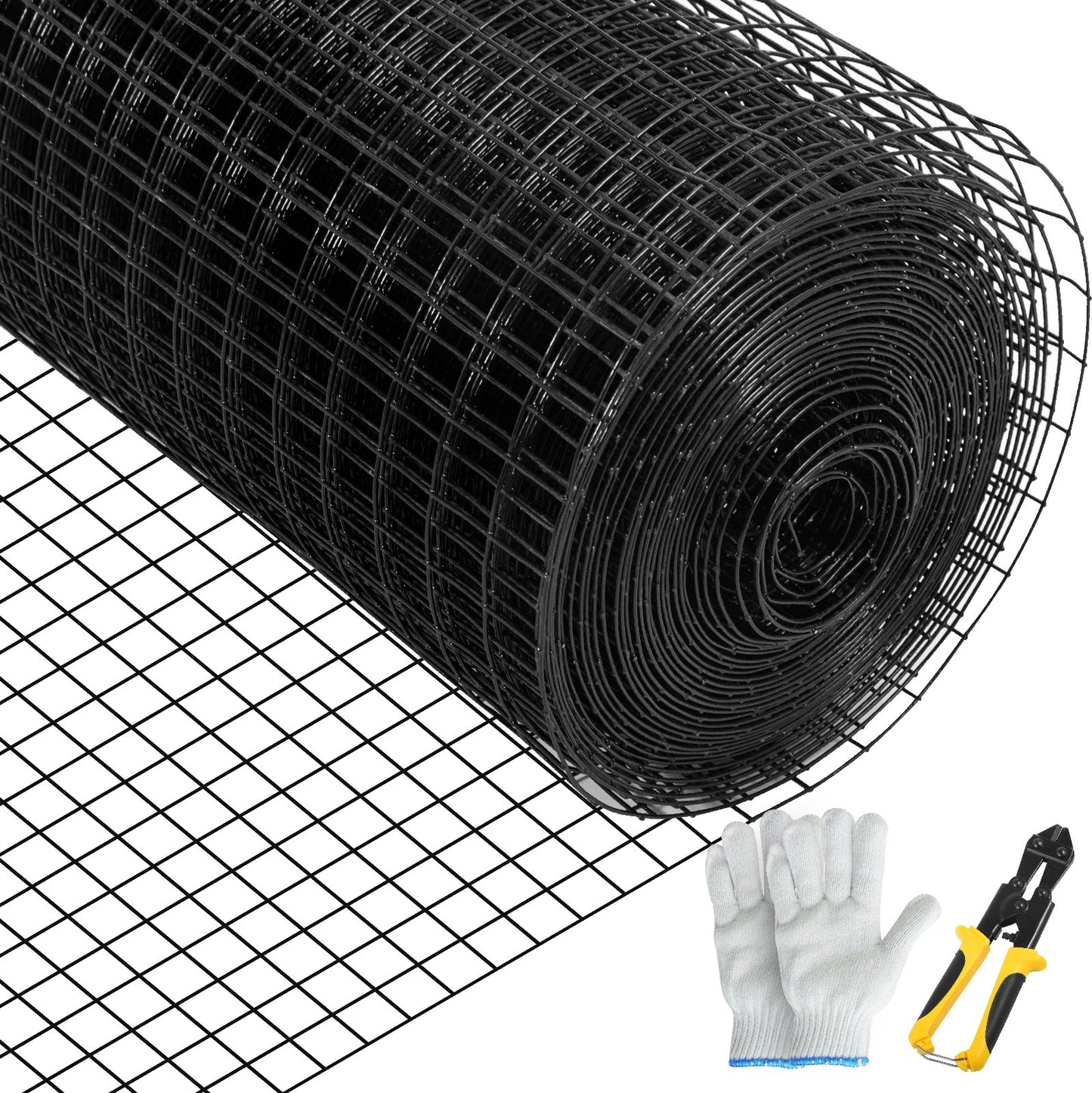 Hårdvaruduk, 36\" x 50\' & 1\"x1\" maskstorlek, galvaniserat stål Vinylbelagd 16 gauge kycklingtrådsstängsel med en skärtång och ett par tyghandskar, för trädgårdsstängsel och husdjursinhägnader,