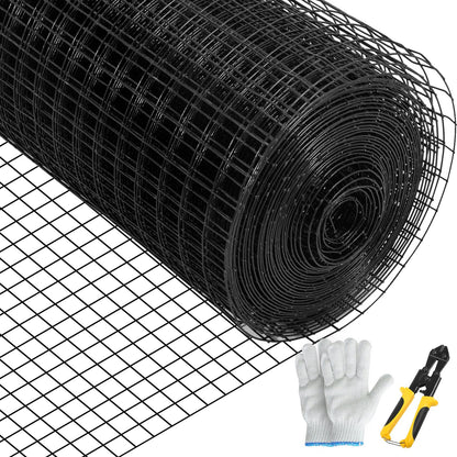 Hårdvaruduk, 36\" x 50\' & 1\"x1\" maskstorlek, galvaniserat stål Vinylbelagd 16 gauge kycklingtrådsstängsel med en skärtång och ett par tyghandskar, för trädgårdsstängsel och husdjursinhägnader,