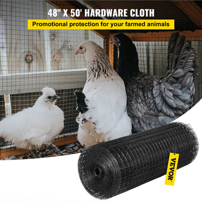 Hardware Cloth, 48\" x 50\' &amp; 1\"x1\" Mesh Size, Galvanized Steel Vinyl Coated 16 Gauge Chicken Wire Fence with a Cutting Pliers and a Pair of Cloth Gloves, for Garden Fencing and Pet Enclosures,