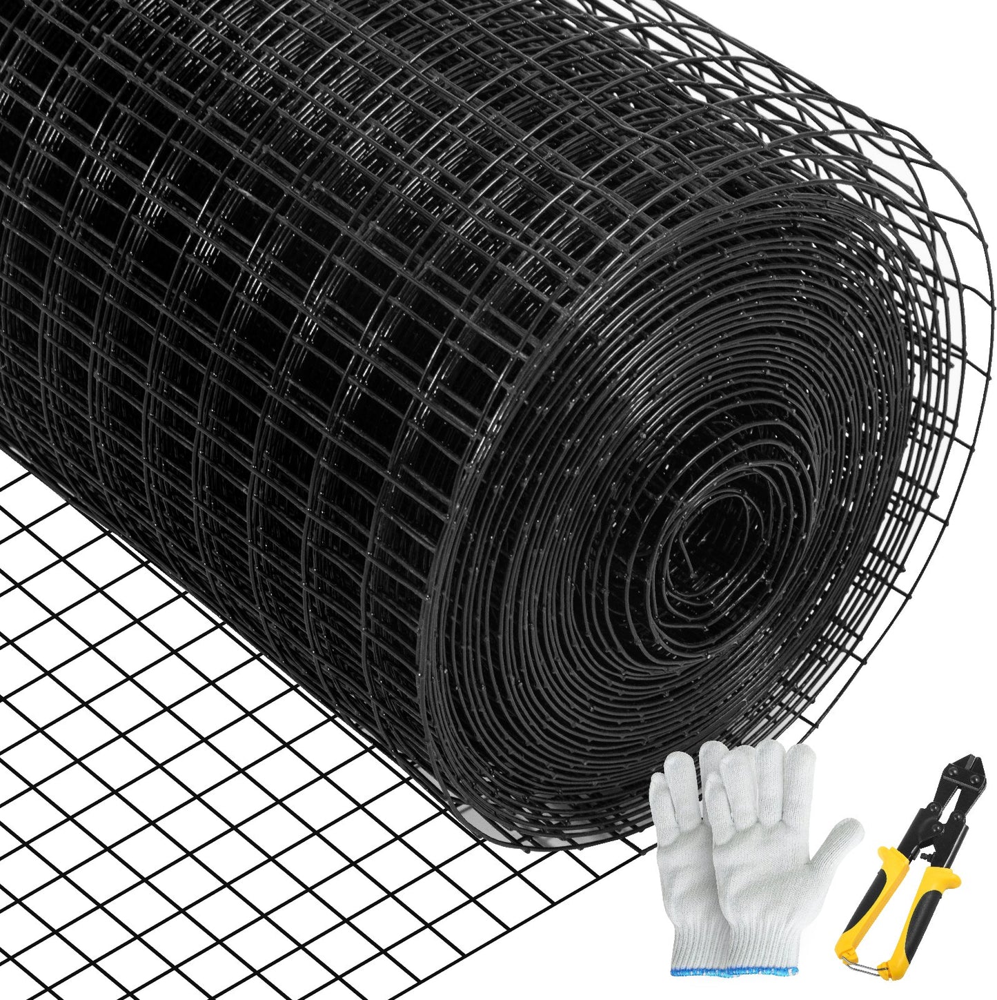 Hardware Cloth, 48\" x 50\' &amp; 1\"x1\" Mesh Size, Galvanized Steel Vinyl Coated 16 Gauge Chicken Wire Fence with a Cutting Pliers and a Pair of Cloth Gloves, for Garden Fencing and Pet Enclosures,