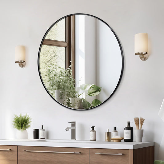 Round wall mounted mirror 30 in mirror with aluminum alloy frame
