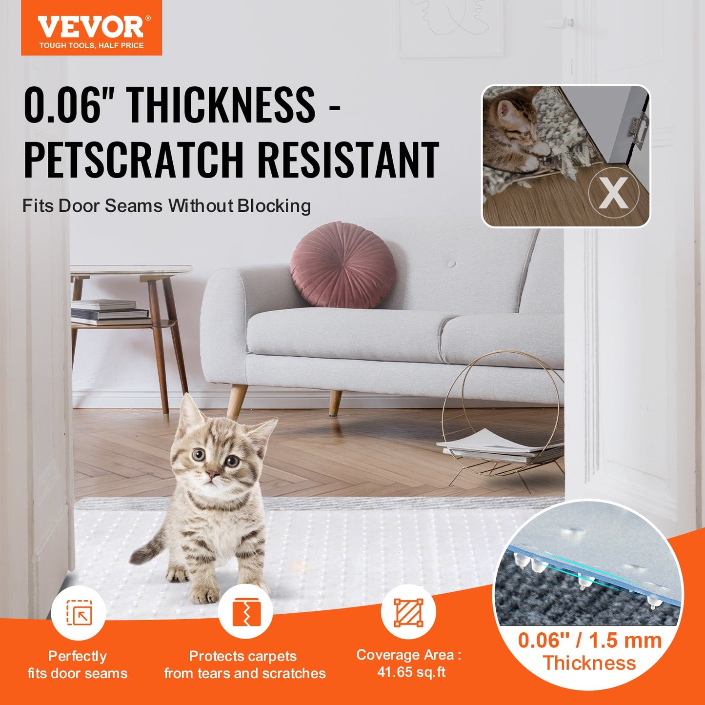Mattskydd för husdjur katt 15" x 4" repsäker repstoppare PVC