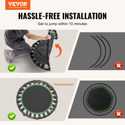 36" Foldable Mini Fitness Trampoline for Adults Indoor Training Rebounder