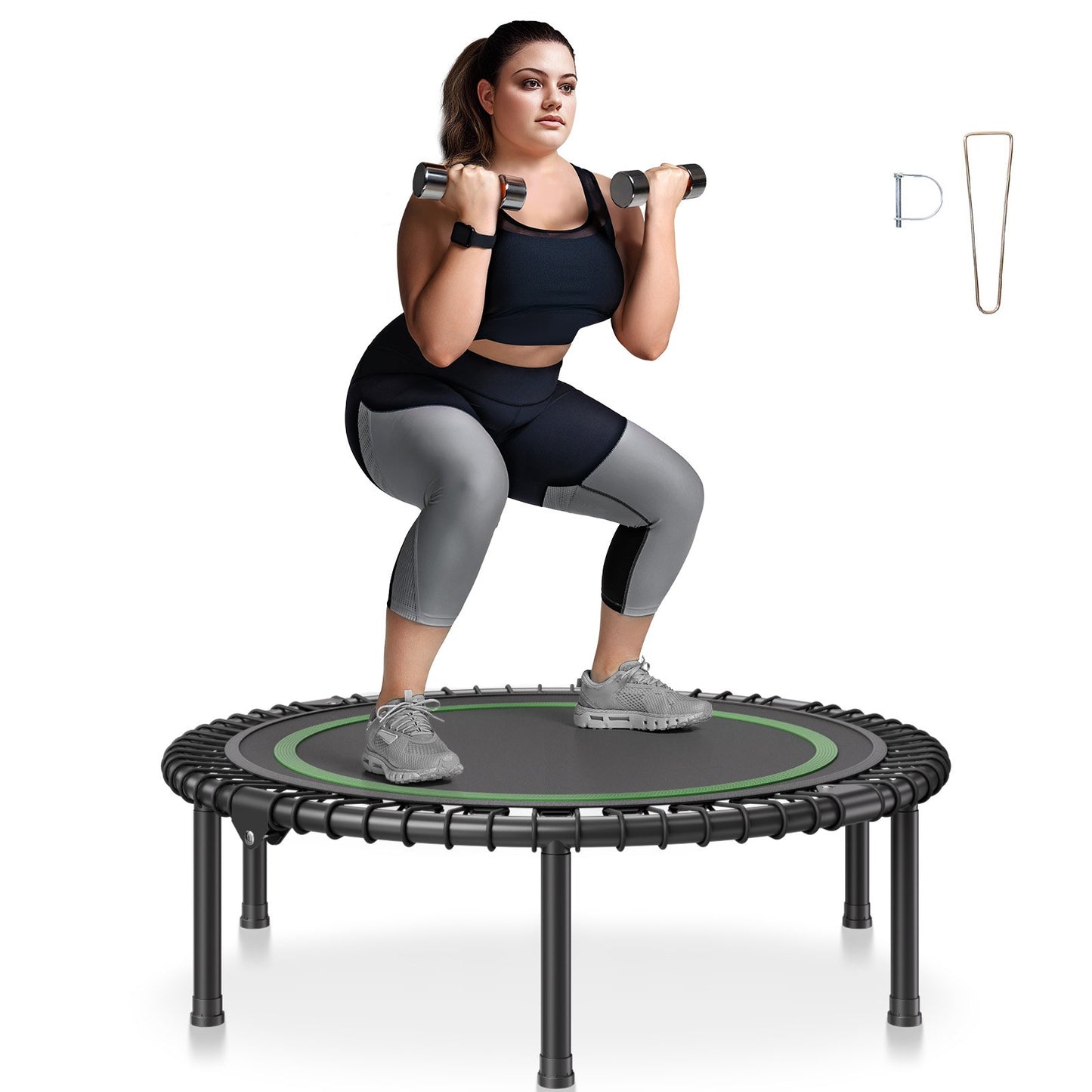 40" hopfällbar mini fitnessstudsmatta för vuxna inomhusträningsrebounder