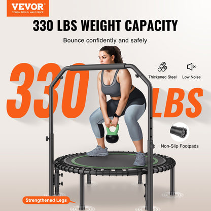 40" Foldable Mini Fitness Trampoline Adult Exercise Rebounder with Handle