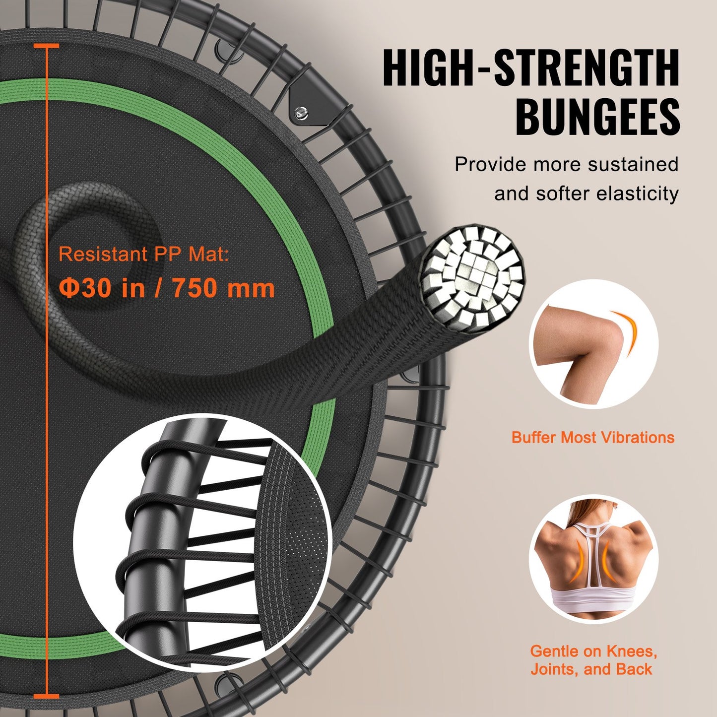 40" Foldable Mini Fitness Trampoline Adult Exercise Rebounder with Handle