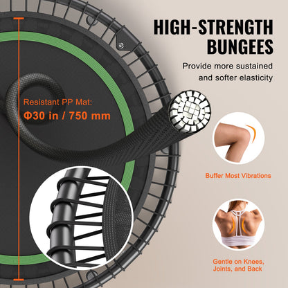 40" Foldable Mini Fitness Trampoline Adult Exercise Rebounder with Handle