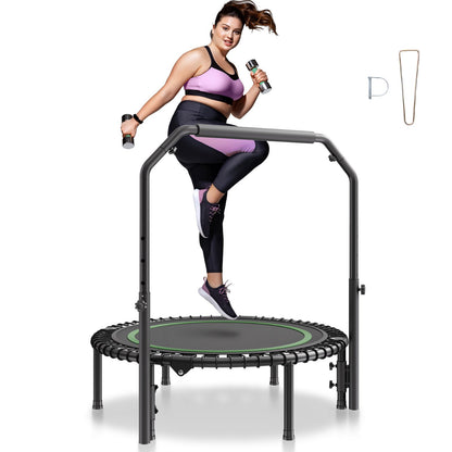40" Foldable Mini Fitness Trampoline Adult Exercise Rebounder with Handle