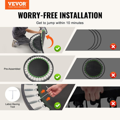 40" Foldable Mini Exercise Trampoline for Adults with Handle