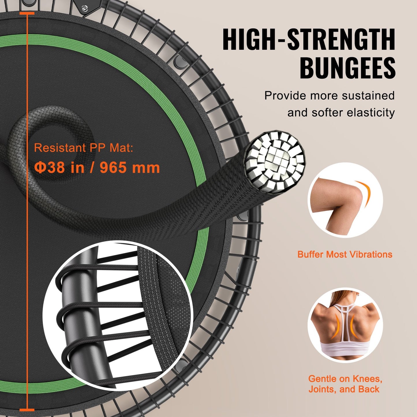 51" Foldable Mini Fitness Trampoline Adult Exercise Rebounder with Handle